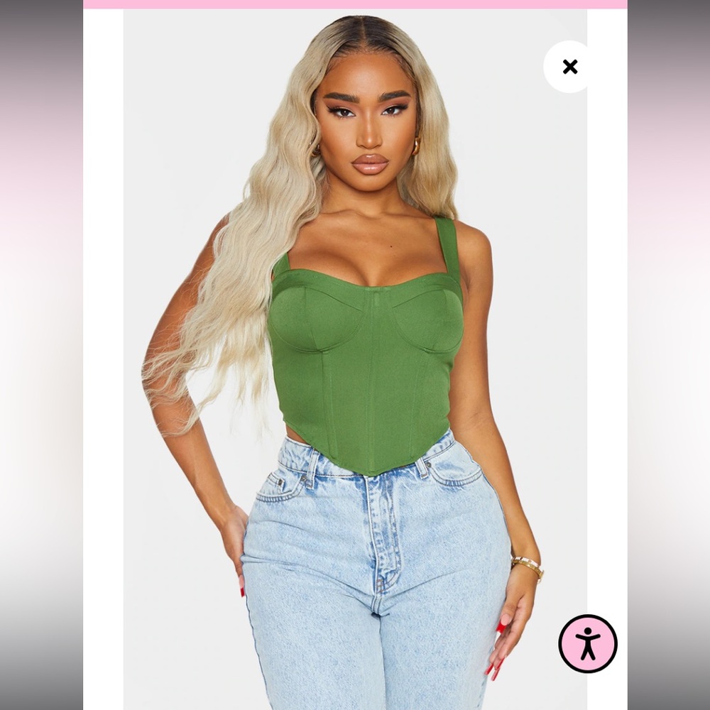 Pretty little thing green corset top